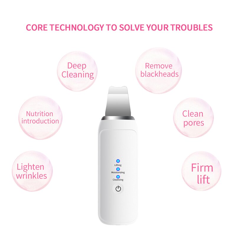 Ultrasonic Skin Scrubber - Facial Dead Peeling Blackhead Pore Cleaner Tool