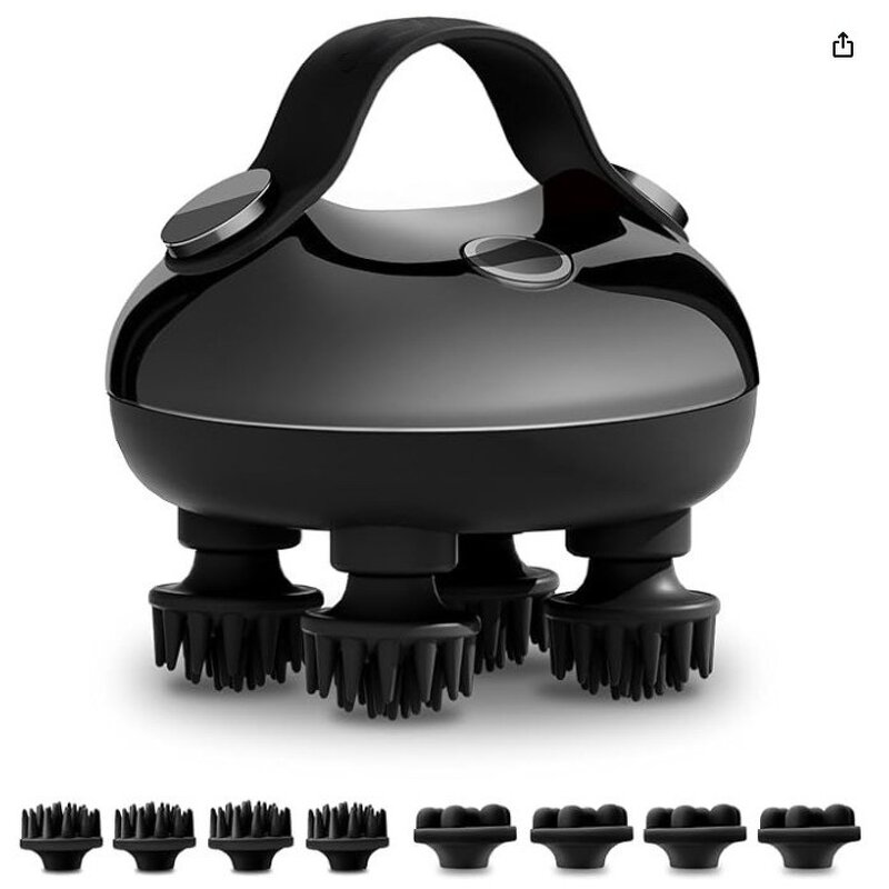 Electric Scalp Massager - 8 Silicone Claws Red Light Waterproof Rotation