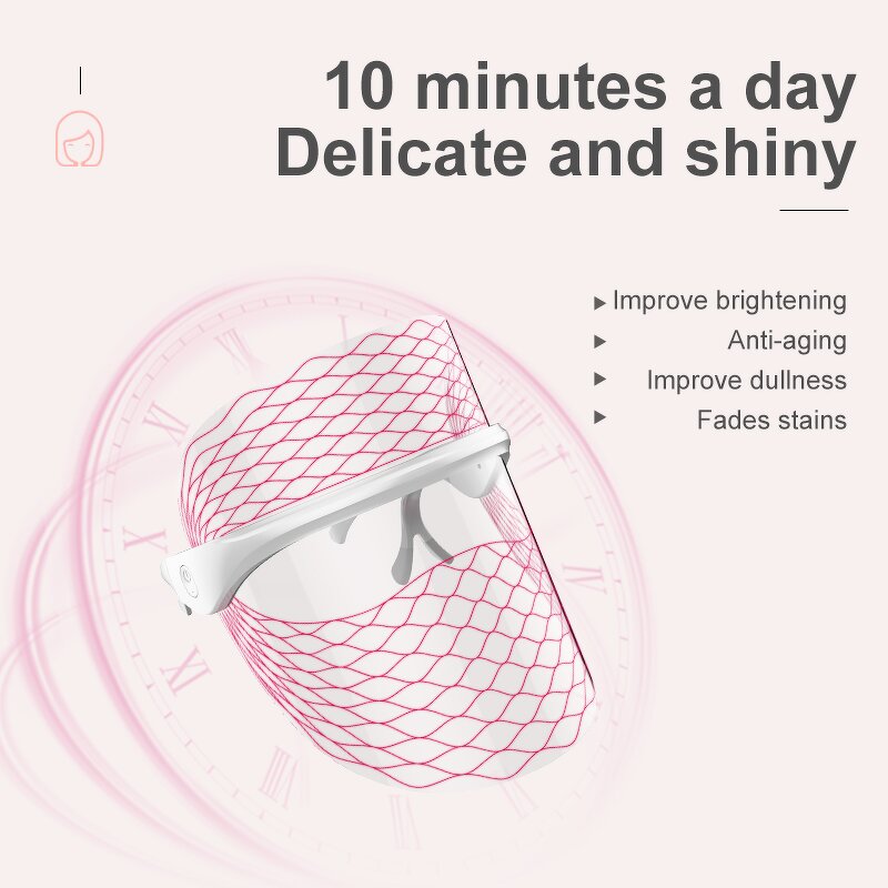 LED Face Mask - CE Certified Rechargeable 7 Colors Skin Care Tool