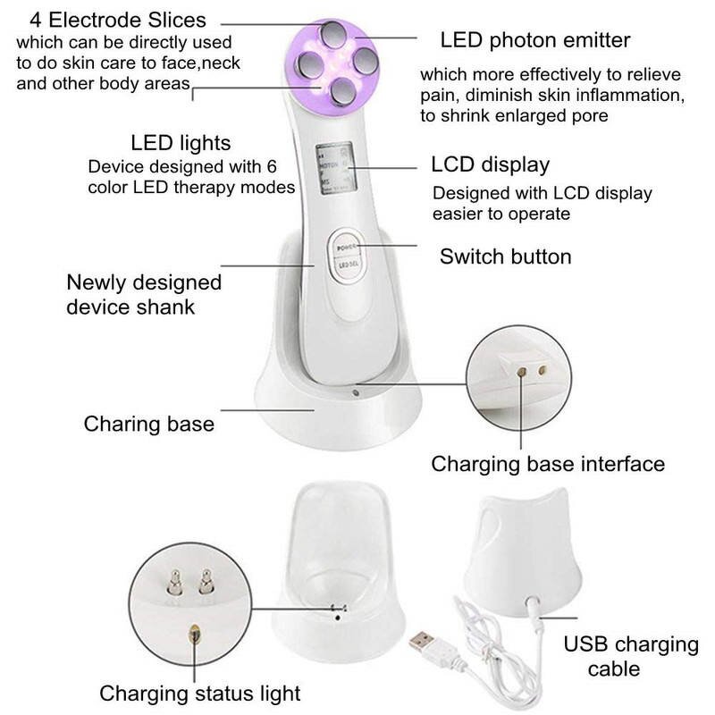RF EMS Face Massager - 5 Colors LED Photon Therapy Wrinkle Removal