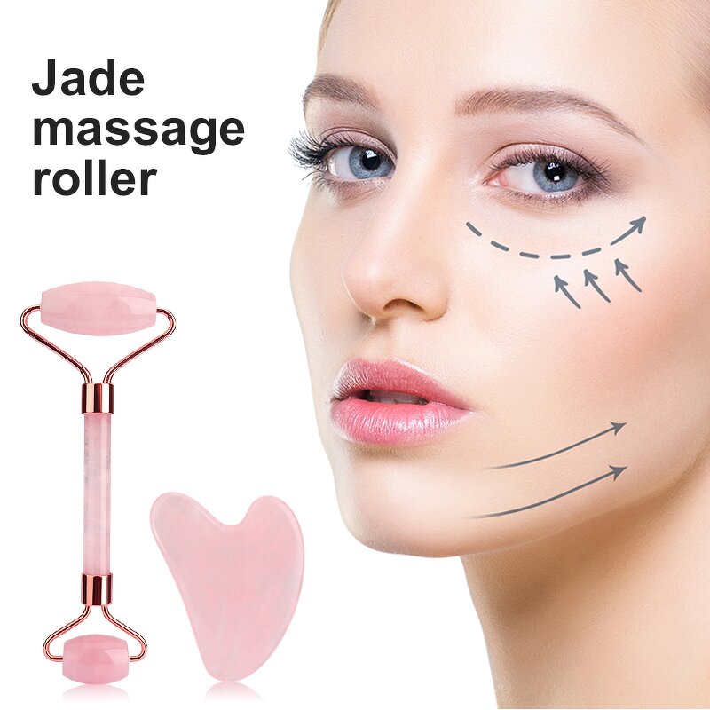 Jade Gua Sha Board - Rose Stone Face Lift Sliming Beauty Eye Neck Tool