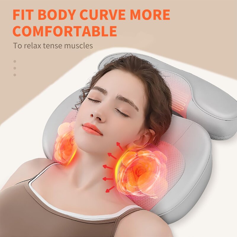 Neck Back Massage Pillow - Manufacturer 3D Heat Rolling Car Seat Pad
