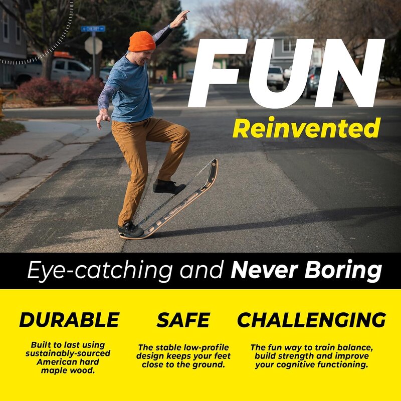 Wooden Wobble Board - Yoga Pilates Core Agility Slackline Home Gym Tool