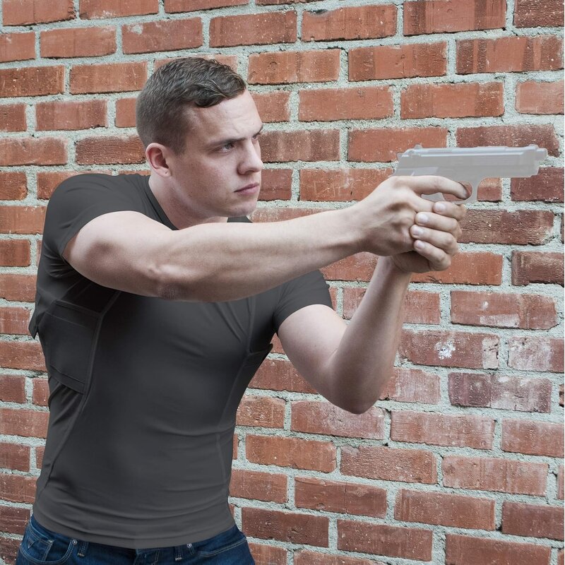 Tactical Gun Holster Shirt - Manufacturer Men Concealed Carry Breathable Black