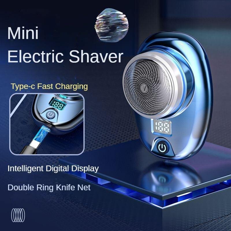 Rotary Travel Shaver - Electric Mini Washable Pocket Size Men Razor