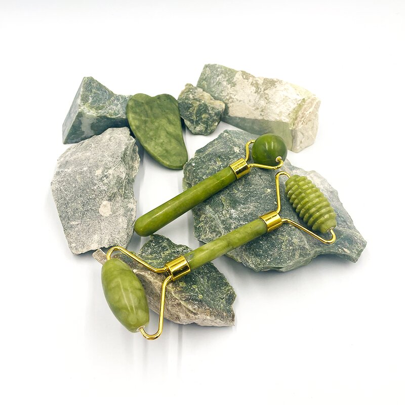 Jade Roller Gua Sha Set - 2024 100% Natural Double Head Whitening Skin Tightening