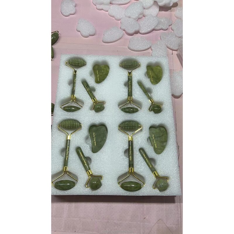 Magnetic Jade Roller Set - Anti Aging Natural Stone Replaceable Head Skincare