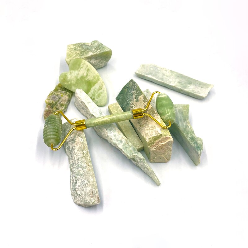 Jade Roller Gua Sha Set - 2024 100% Natural Double Head Whitening Skin Tightening