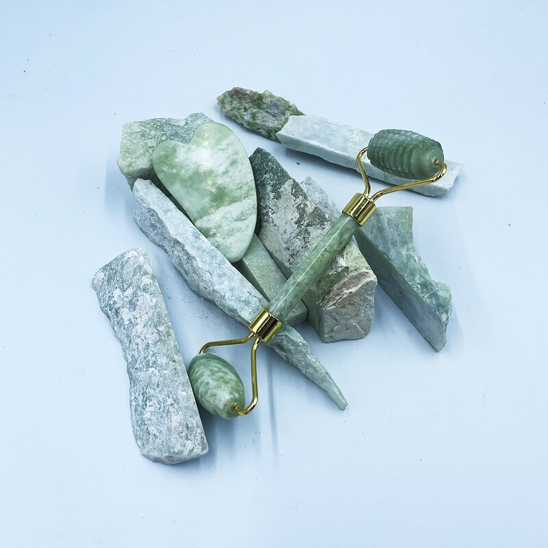 Magnetic Jade Roller Set - Anti Aging Natural Stone Replaceable Head Skincare