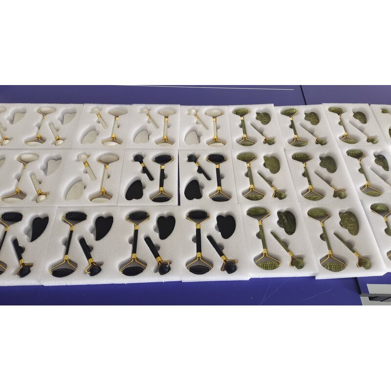 Jade Roller Gua Sha Set - Facial Neck Wrinkles Natural Massage Stone Tool