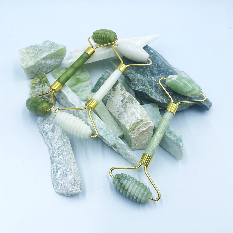Magnetic Jade Roller Set - Anti Aging Natural Stone Replaceable Head Skincare