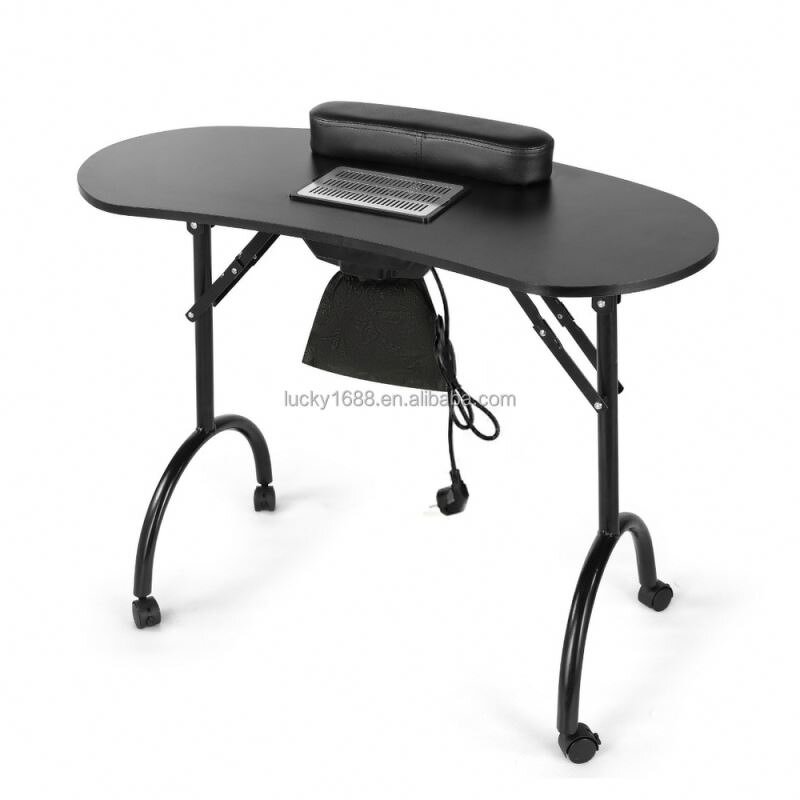 Foldable Manicure Table - Portable Salon Furniture Mobile Metal Nail Desk