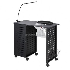 Rolling Manicure Table - Wholesale Black Nail Desk Workstation Vacuum Cleaner