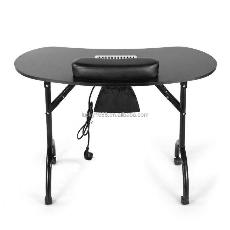 Foldable Manicure Table - Portable Salon Furniture Mobile Metal Nail Desk