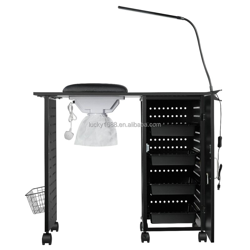 Nail Care Manicure Desk - Manufacturer Low Price Black Table Dust Collector