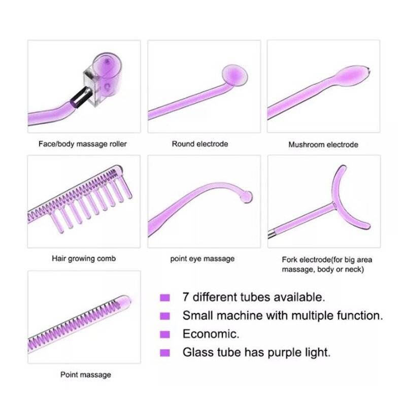 High Frequency Facial Wand Manufacturer - Handheld 7-in-1 Violet Ray