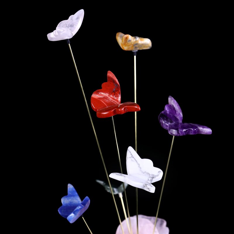 Butterfly Set Manufacturer - Traditional Carved Amethyst & Red Jasper