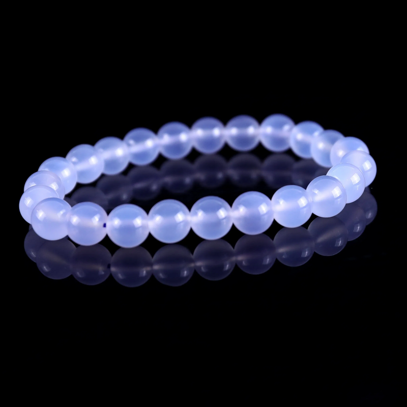 Crystal Bracelet Manufacturer - Turkish Blue Chalcedony Engraved Beads Classic