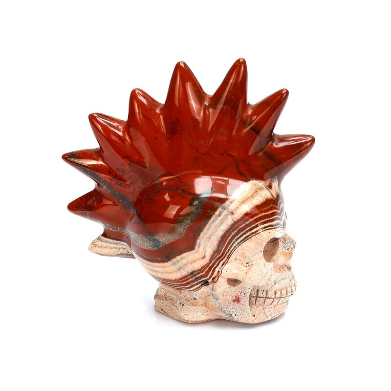 Crystal Skull Manufacturer - Natural Red Jasper Punk Engraved Healing & Customizable