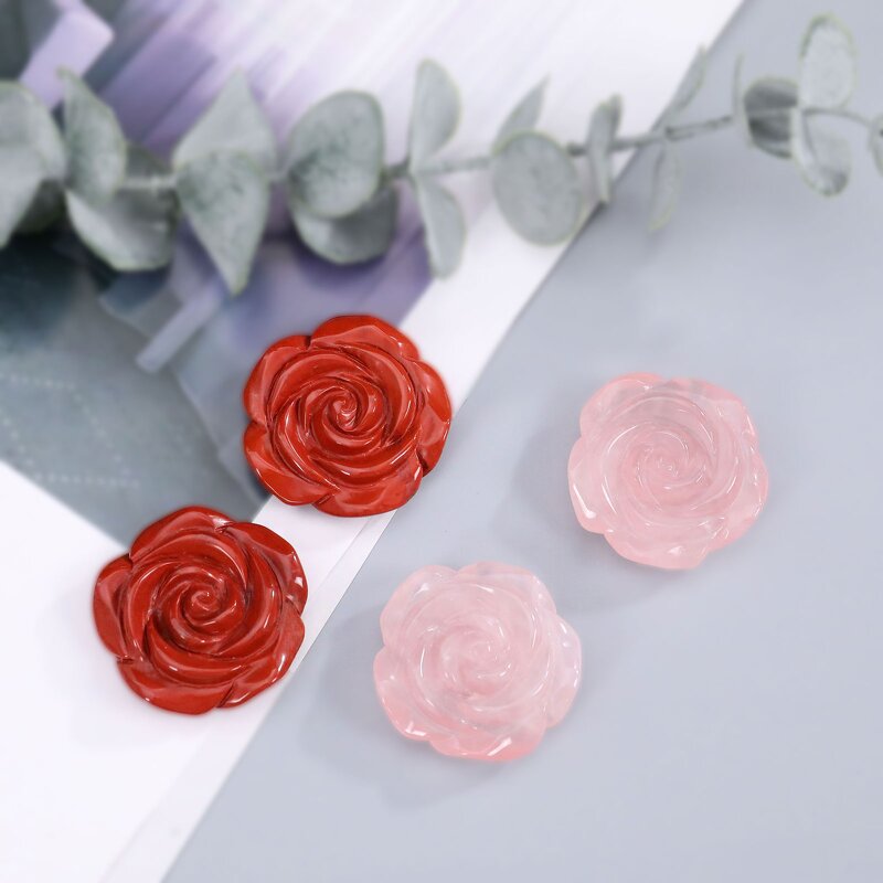 Flower Carving Manufacturer - Natural Rose Quartz Hand Carved Creative Polished