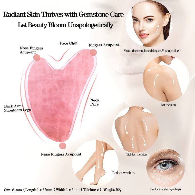 Gua Sha Tool Manufacturer - Natural Pink Rose Quartz for Jawline Sculpting