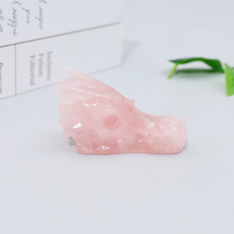 Dragon Skull Carving Manufacturer - Rose Quartz Customizable Size Handicraft