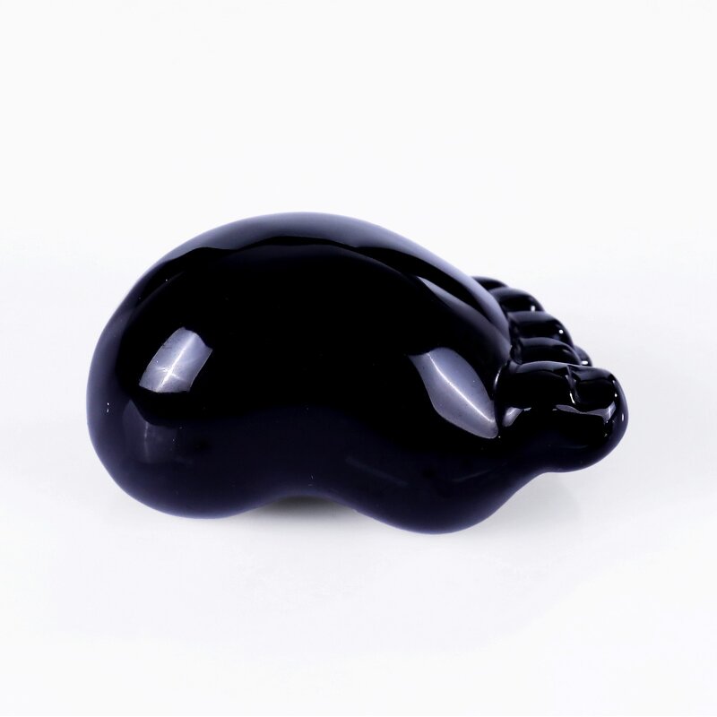 Foot Ornament Manufacturer - Polished Natural Obsidian Cute Little Foot Carving
