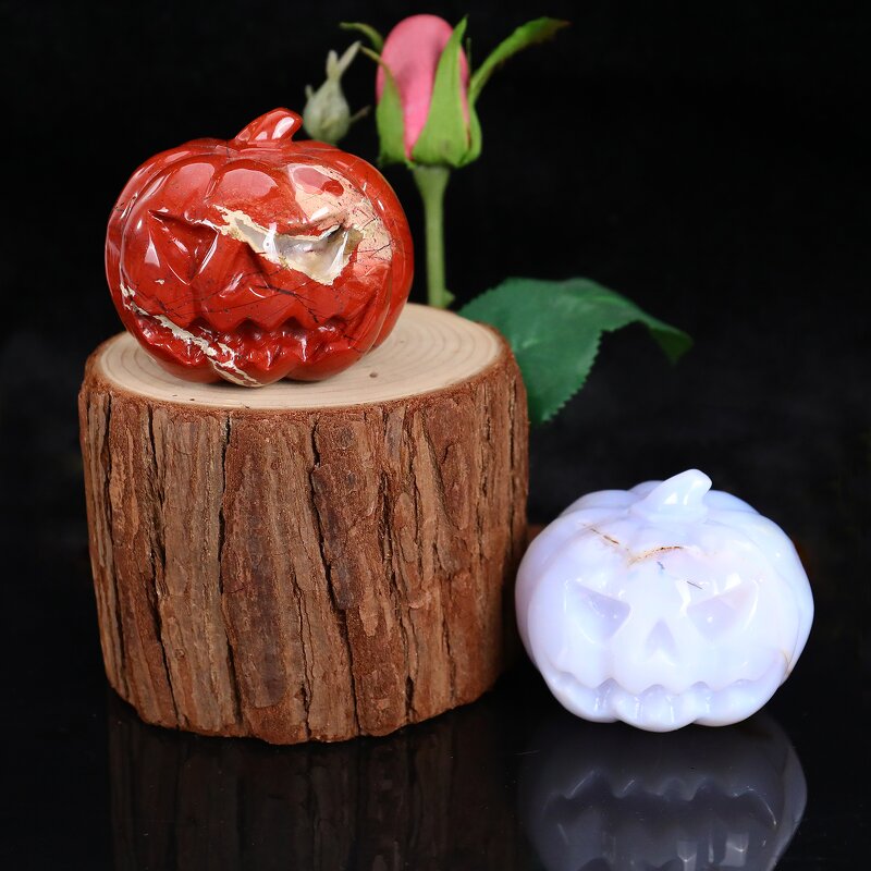 Pumpkin Skull Ornament Manufacturer - Natural Agate Blue Chalcedony DIY