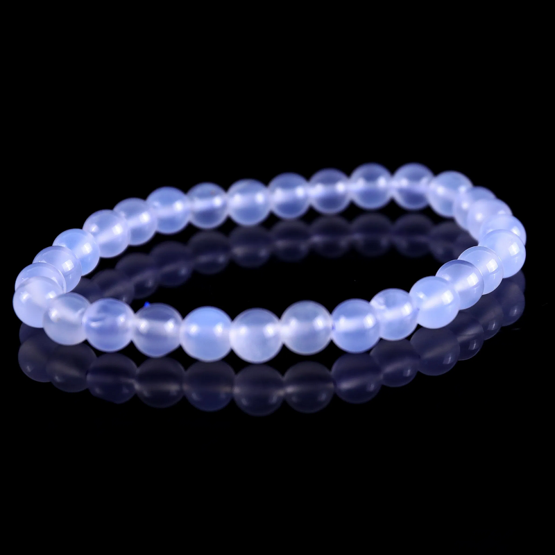 Crystal Bracelet Manufacturer - 8mm Blue Chalcedony Engraved Beads Polished