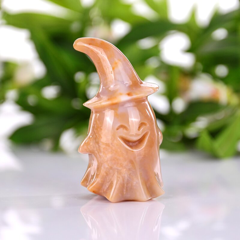 Halloween Decoration Manufacturer - Red Jasper Wizard Hat Ghost Crystal