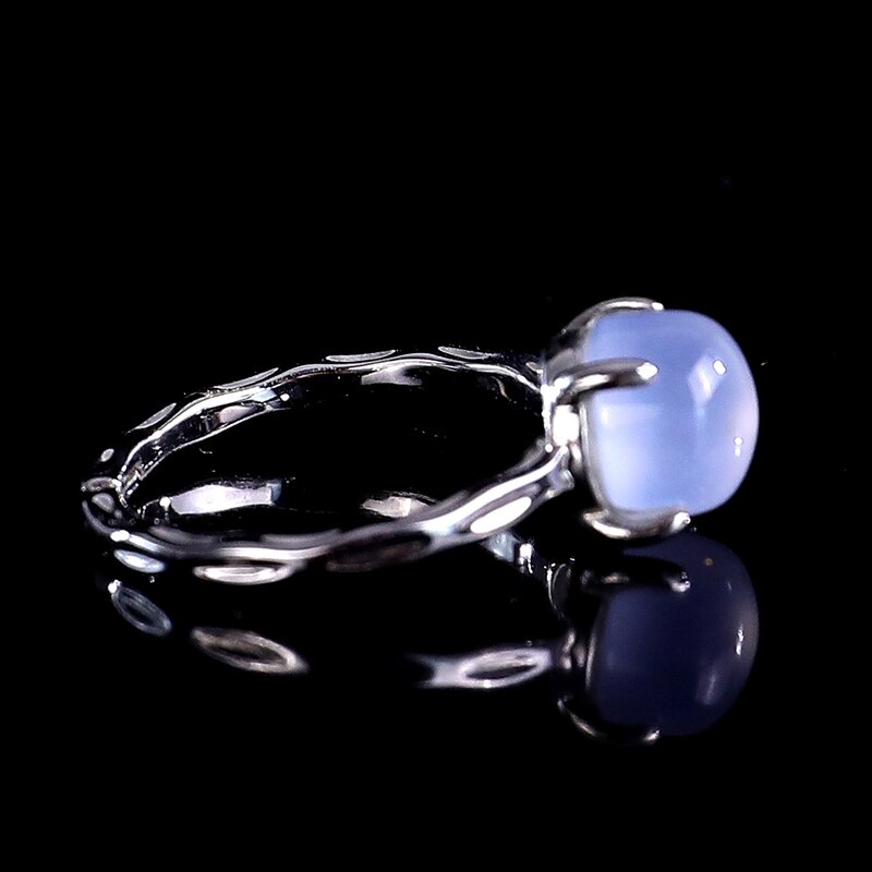 Crystal Ring Manufacturer - 925 Sterling Silver Natural Blue Chalcedony