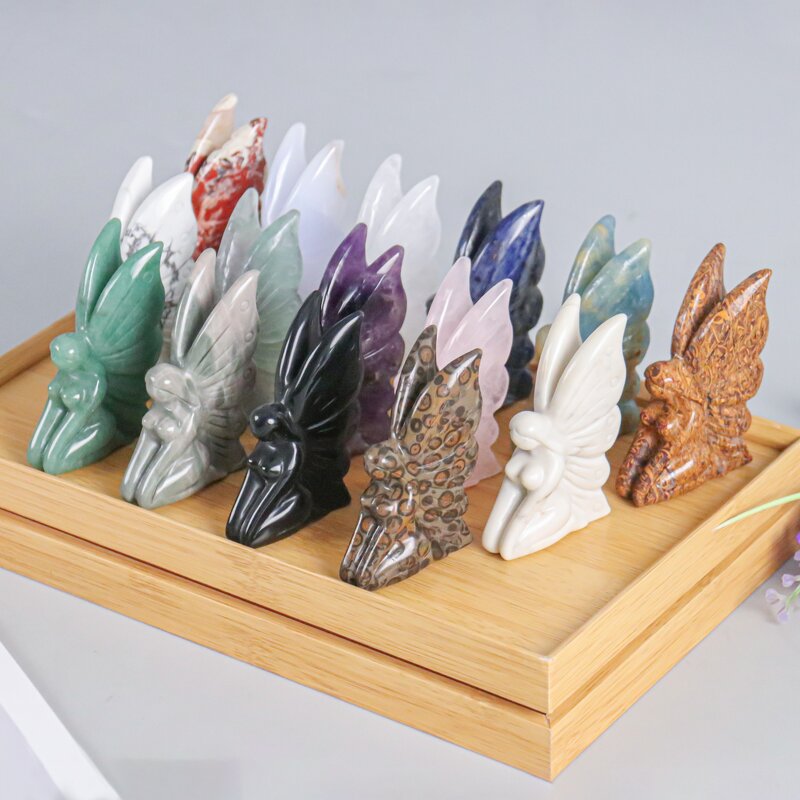 Crystal Fairy Carving Manufacturer - Butterfly Fairy with Flower Angel Wings