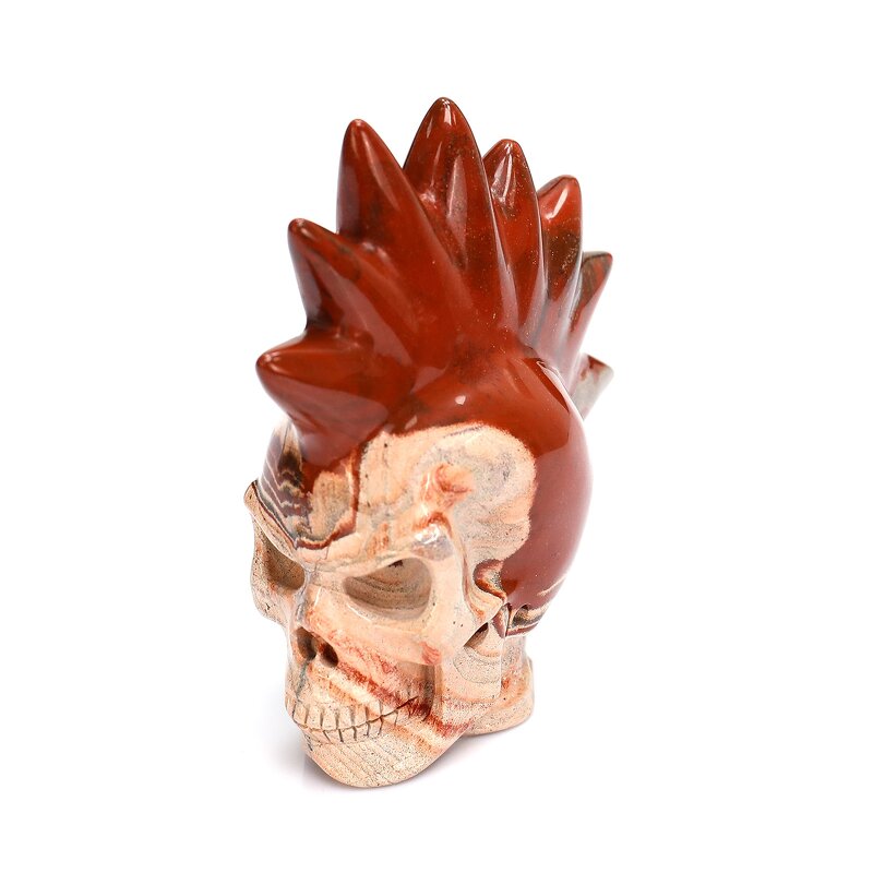 Crystal Skull Manufacturer - Natural Red Jasper Punk Engraved Healing & Customizable