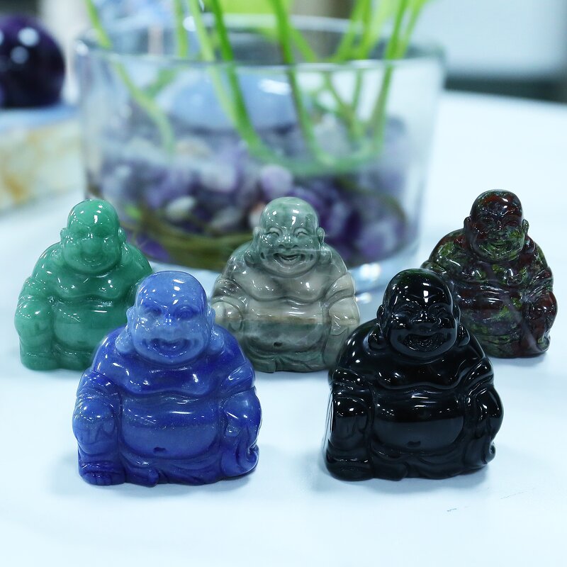 Buddha Statue Manufacturer - Natural Crystal Carved Chinese Happy Laughing