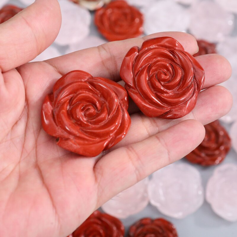 Flower Carving Manufacturer - Natural Rose Quartz Hand Carved Creative Polished