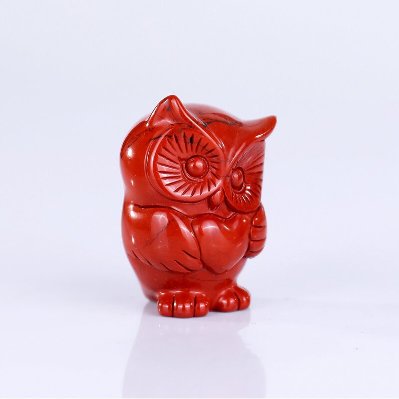 Owl Crystal Statue Manufacturer - Red Jasper Baby Owl Highly Realistic Carved