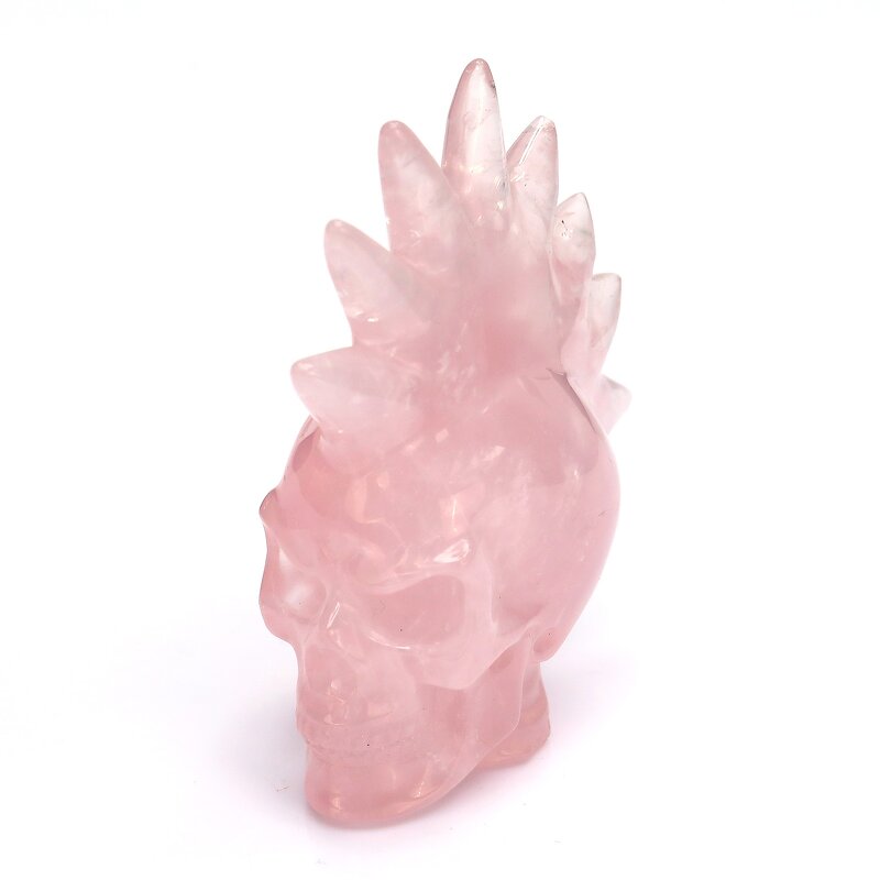 Crystal Skull Manufacturer - Natural Rose Quartz Hand Carved Punk Style Healing