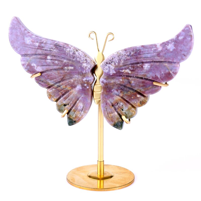 Butterfly Wings Figurine Manufacturer - Natural Indian Agate with Stand