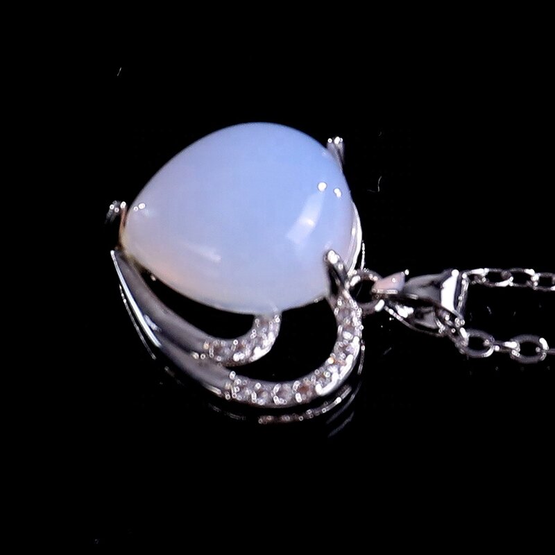 Pendant Necklace Manufacturer - Natural Blue Chalcedony Love Heart Silver