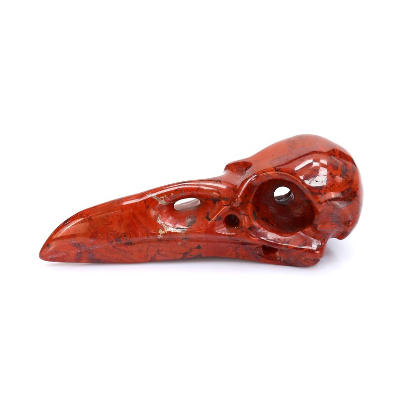 Raven Skull Ornament Manufacturer - Natural Red Jasper Hand Carved for Jewelry