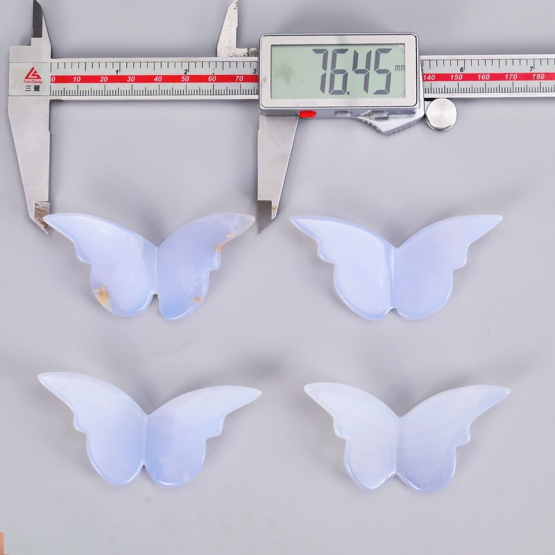 Butterfly Wings Carving Manufacturer - Natural Blue Chalcedony 3D Hand Carved