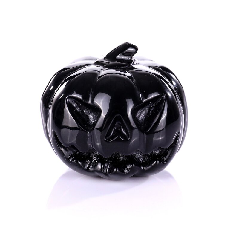 Pumpkin Figurine Manufacturer - Black Obsidian Hand Carved for Halloween