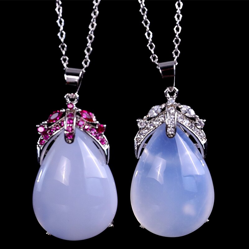 Pendant Necklace Manufacturer - Custom Sliver 925 with Natural Blue Chalcedony