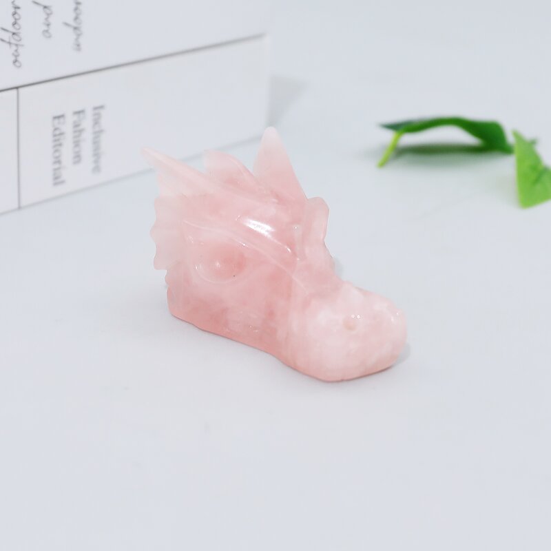 Dragon Skull Carving Manufacturer - Rose Quartz Customizable Size Handicraft