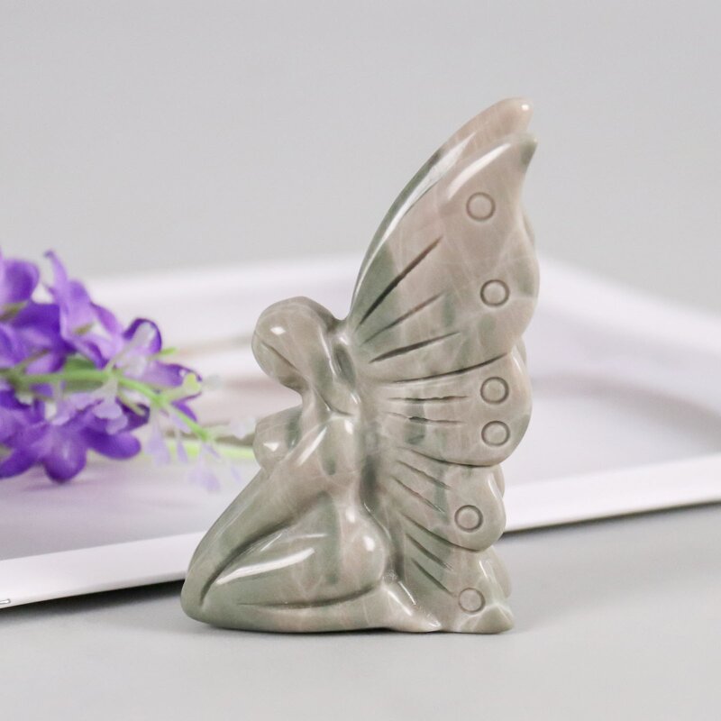 Butterfly Fairy Statue Manufacturer - Natural Nine Dragon Jade Hand Carved