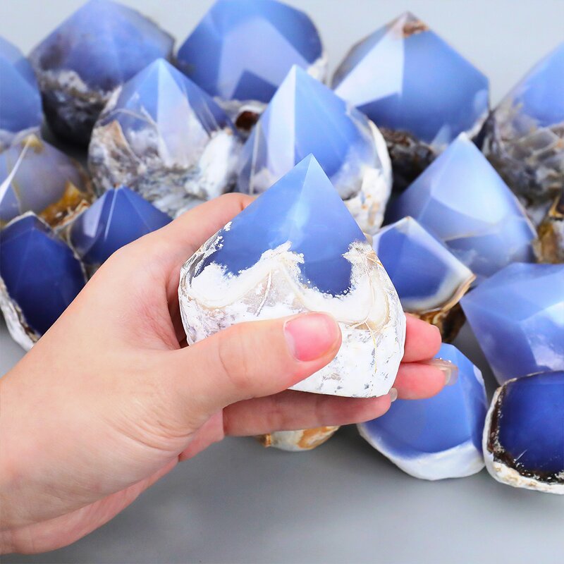 Religious Sculpture Manufacturer - Natural Blue Chalcedony Jasper Polished Raw