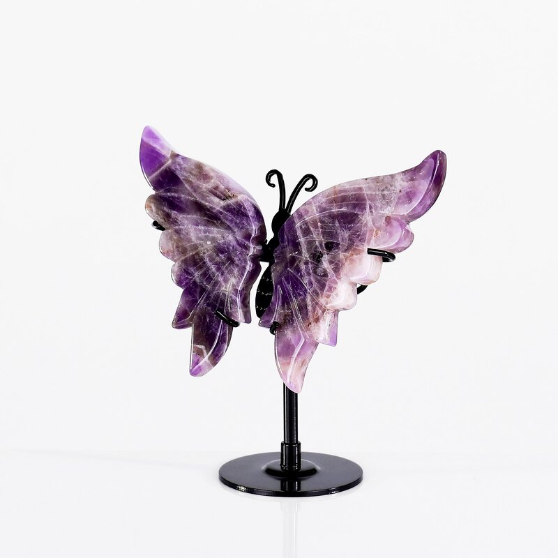 Butterfly Carving Manufacturer - Natural Dream Amethyst Bracket on Stand