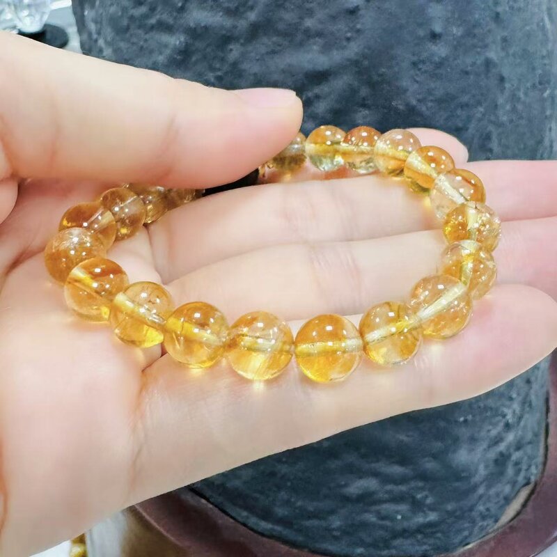 Crystal Bracelet Manufacturer - Natural Citrine 8MM Round Bead Single Loop