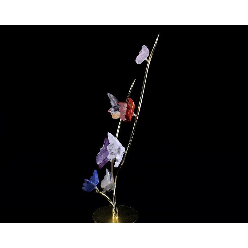 Butterfly Set Manufacturer - Rose Quartz Carved with Chalcedony Jasper