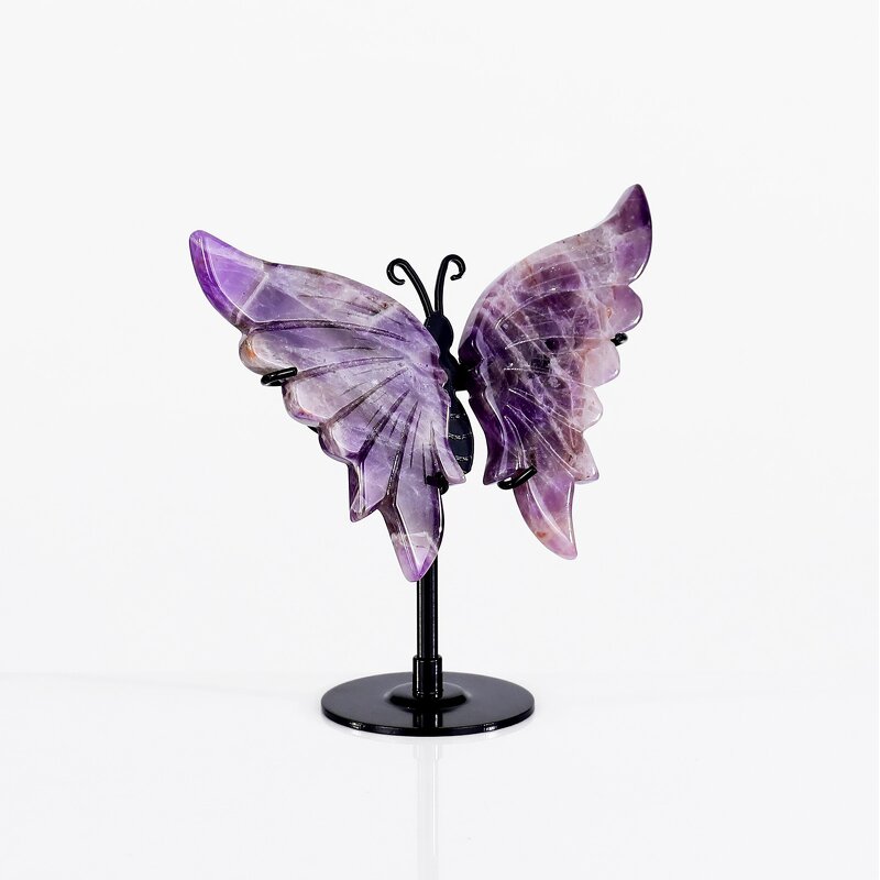 Butterfly Carving Manufacturer - Natural Dream Amethyst Bracket on Stand